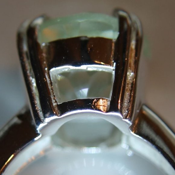 Prasiolite 6.34ct Platinum Solid Silver Ring - Picture 7 of 7